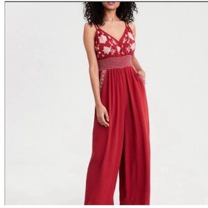 American Eagle Women’s Size Small orange embroidered jumpsuit